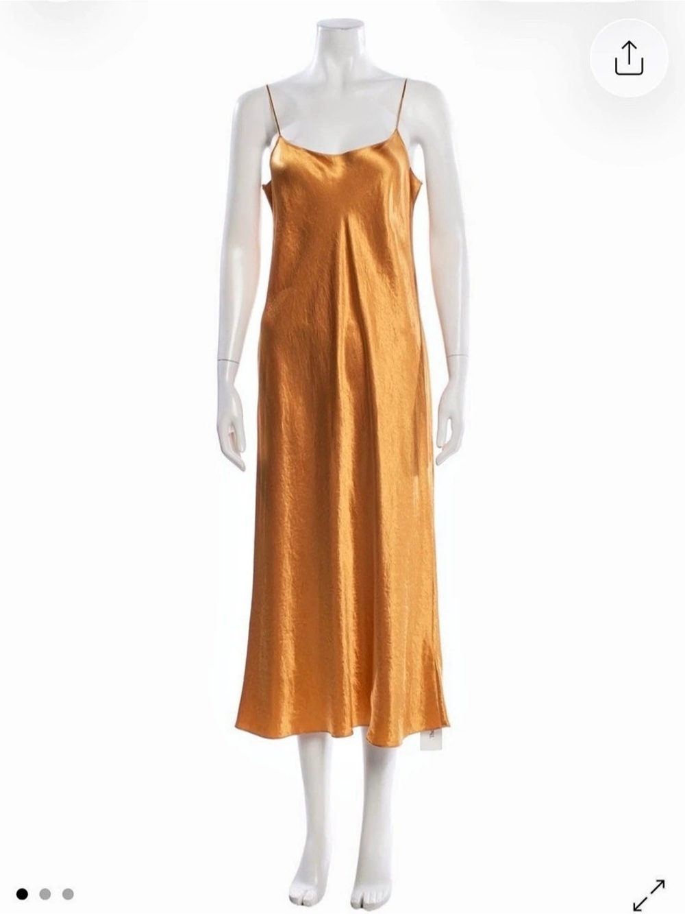 Vince Satin Midi Slip 90s style Dress in gold Like New - Sz M